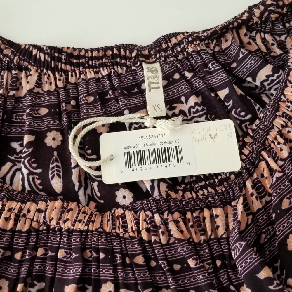 SPELL GYPSIANA OFF THE SHOULDER TOP IN PEPPER NWT - Picture 5 of 5
